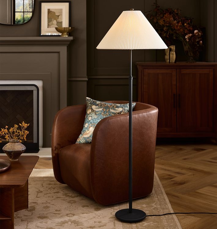 Floor Lamp Oil-Rubbed Bronze with Sloped White Shade Slender Pole