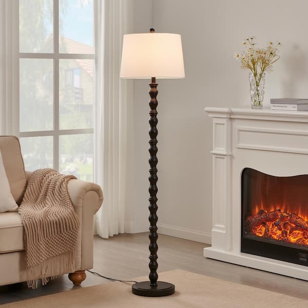 Floor Lamp Oil Rubbed Bronze with White Tapered Drum Shade