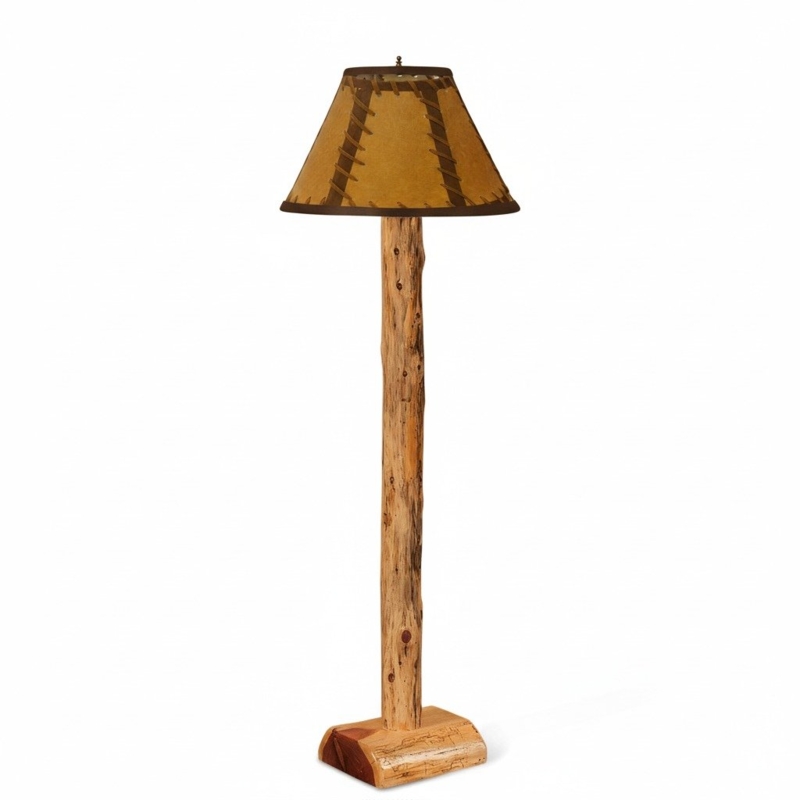 Floor Lamp Organic Silhouette Log Base Natural Wood Design Rustic