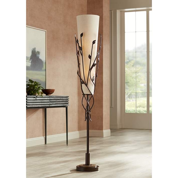 Floor Lamp Organic Vine Motif Bronze Finish Uplight