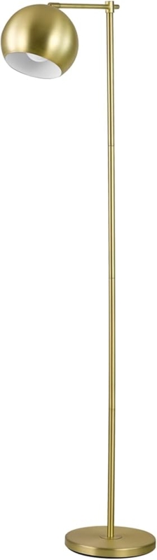 Floor Lamp Overhanging Arm Satin Gold Finish Exposed Bulb
