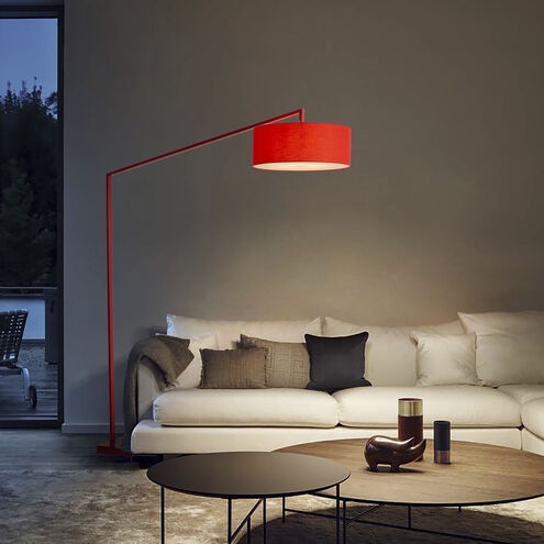 Floor Lamp Oversized Arc Reach Vibrant Red Shade Adjustable