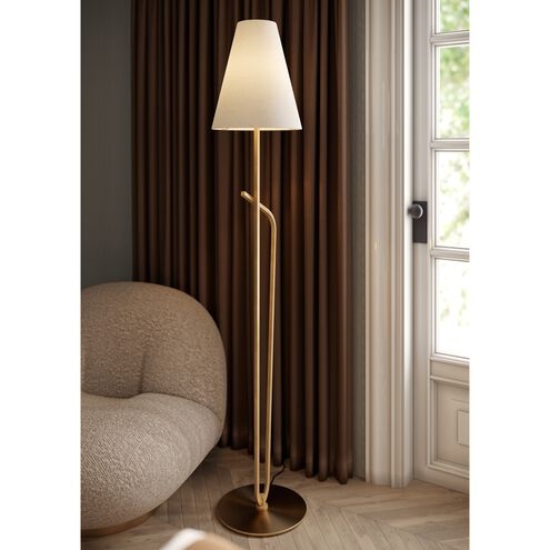 Floor Lamp Patina Brass Tripod Legs Tapered Shade Transitional