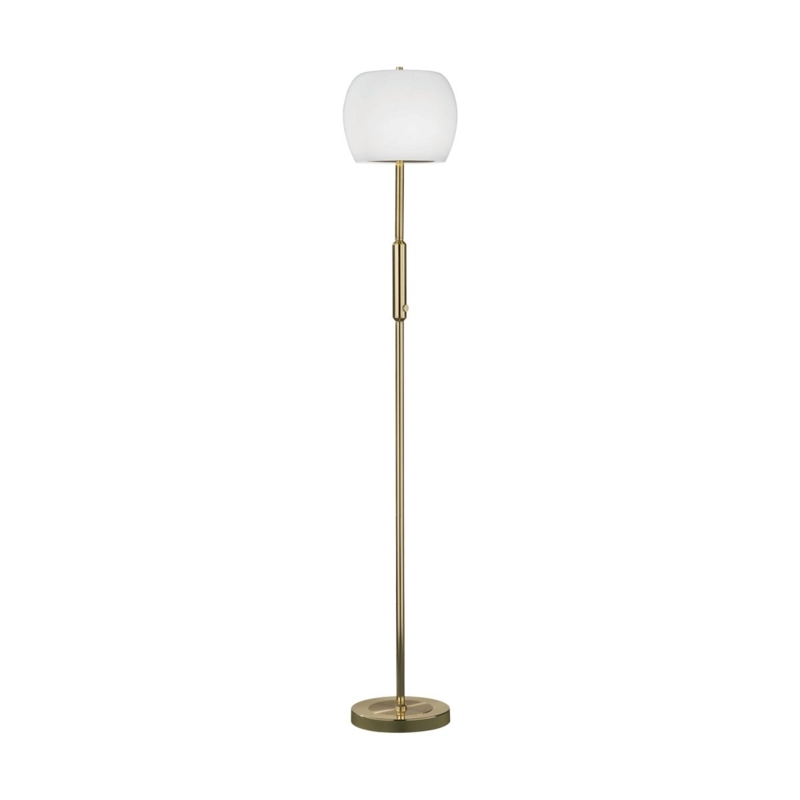 Floor Lamp Pear Shaped Shade Polished Finish Slender Silhouette