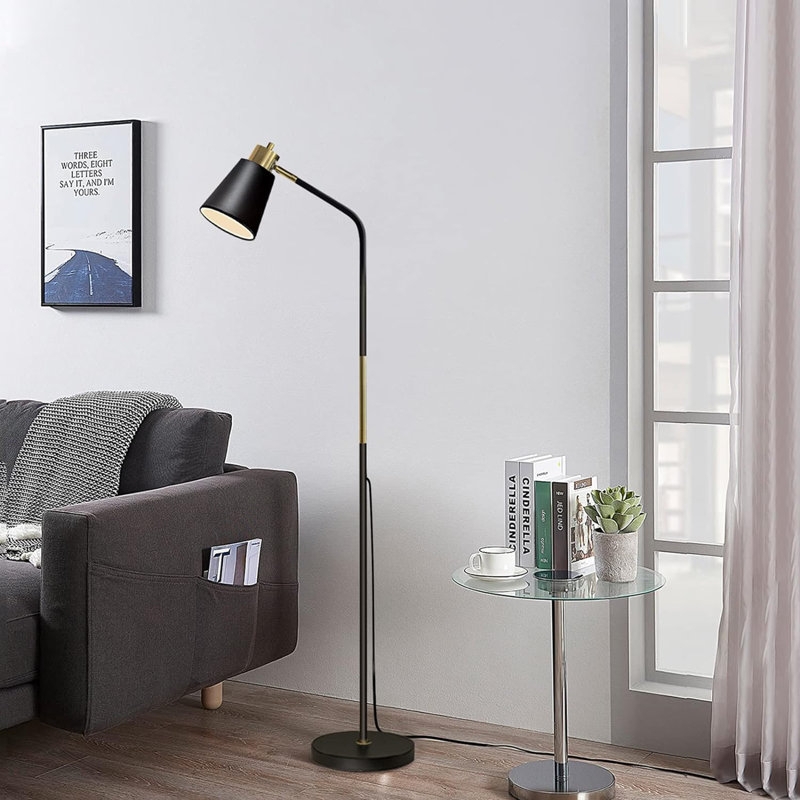 Floor Lamp Pivoting Cone Head Adjustable Slender Matte Black
