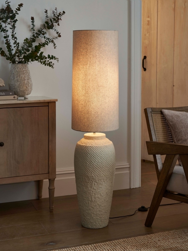 Floor Lamp Pleated Shade Spindle Base Traditional Reading Nook