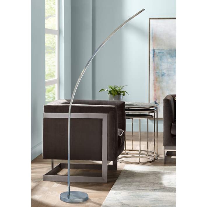 Floor Lamp Polished Chrome Arched Arm Integrated LED Sleek