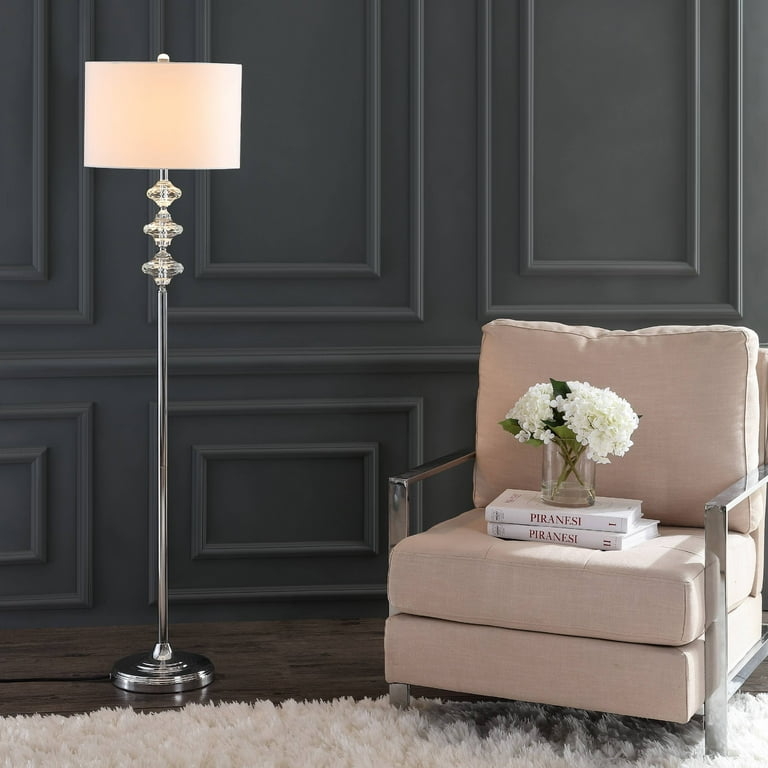 Floor Lamp, Polished Chrome Finish with Stacked Orb Stem