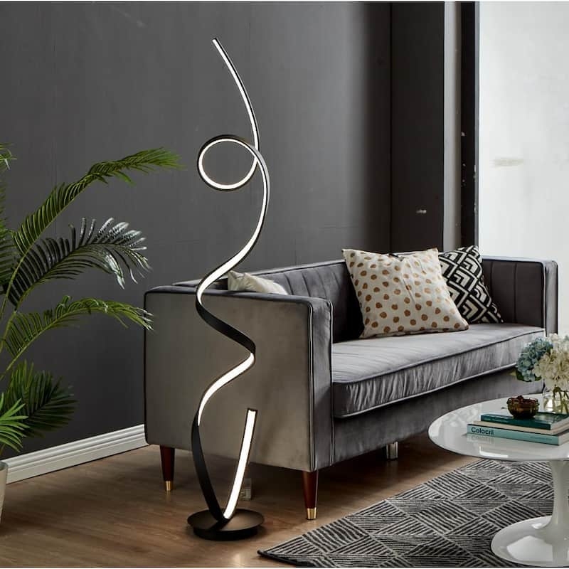 Floor Lamp Polished Chrome Loop Silhouette Integrated LED Sculptural