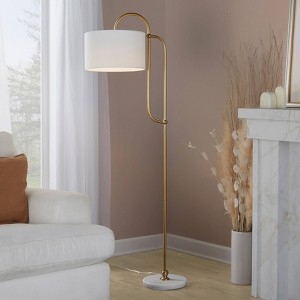 Floor Lamp, Polished Frame with Stone-Like Base, Art Deco Style