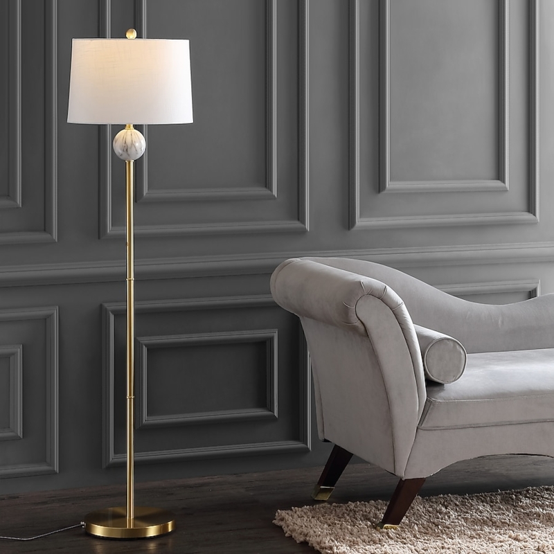 Floor Lamp Resin Base Brass Finish Modern Gold Living Room