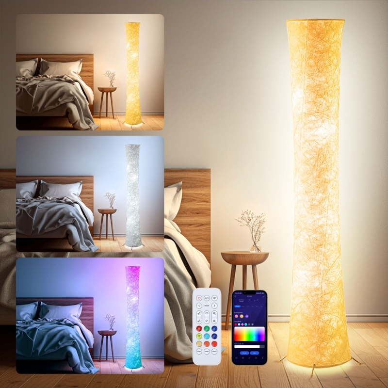Floor Lamp RGB Color Sync Tubular Silhouette Slim Profile Gaming