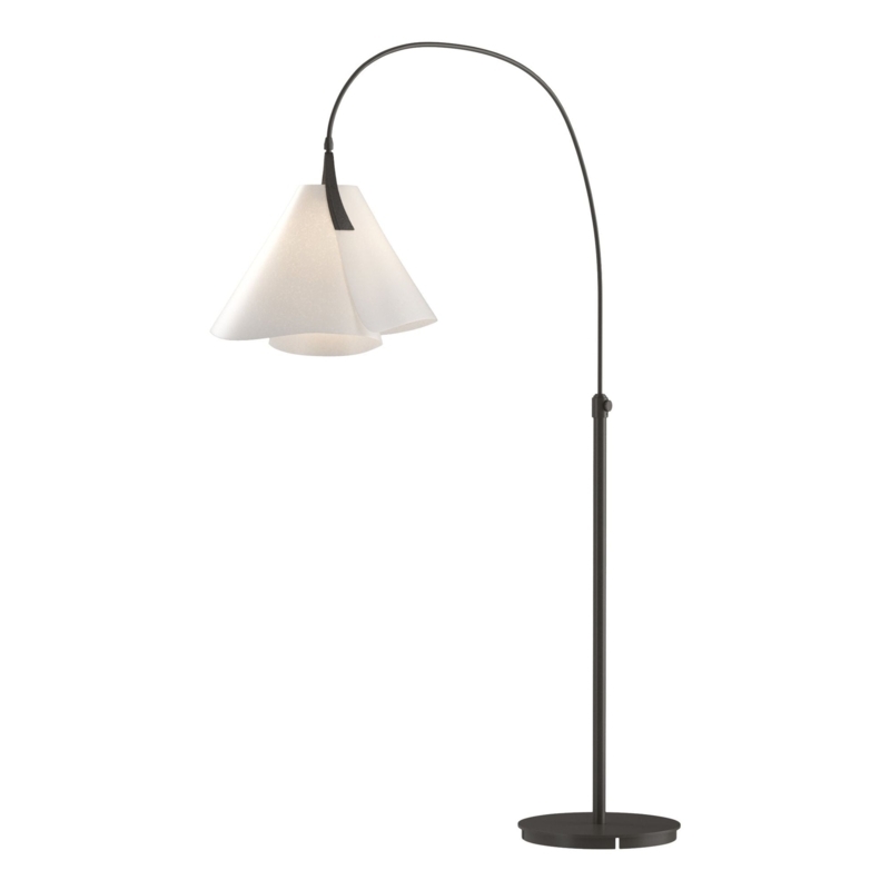 Floor Lamp Ribbon Twist Base Arc Arm Matte Black Sculptural Design
