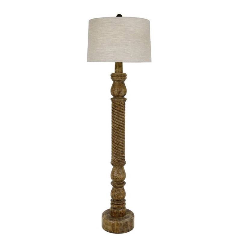Floor Lamp Rustic Architectural Wood Base Distressed Finish
