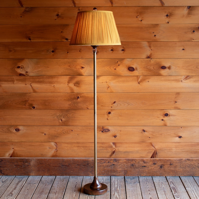 Floor Lamp Rustic Jade Stone Base with Goldenrod Empire Shade