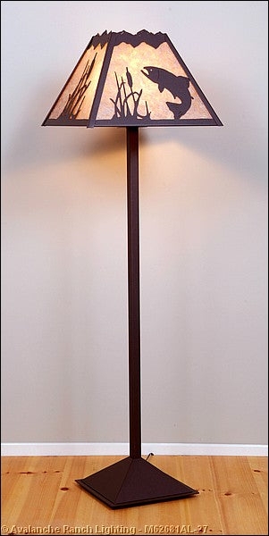 Floor Lamp Rustic Lodge Moose Cutout Base Whipstitch Amber Shade