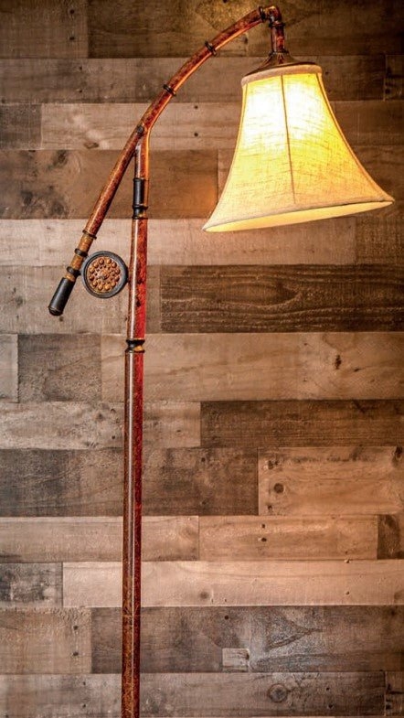 Floor Lamp Rustic Novelty Fishing Rod Design Base with Tripod Feet