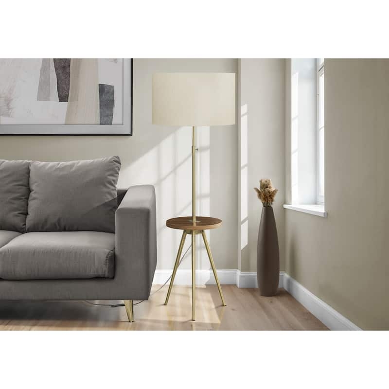 Floor Lamp Satin Metal finish Drum Shade Living Room Lighting