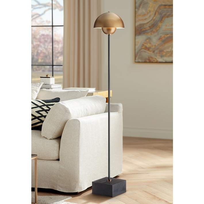 Floor Lamp Satin Metallic Finish Mushroom Dome Shade Minimalist