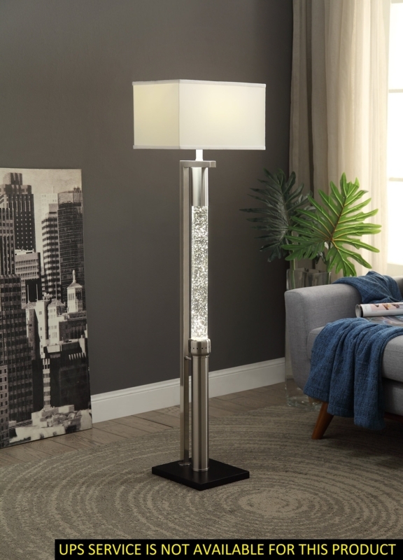 Floor Lamp Satin Nickel Triple Column Water Dancing Bubble Effect