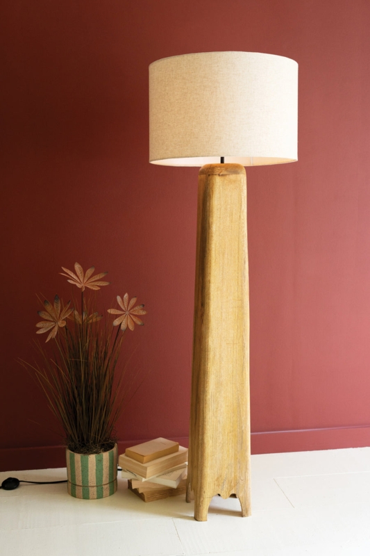 Floor Lamp Scandinavian Natural Wood Finish Tripod Base