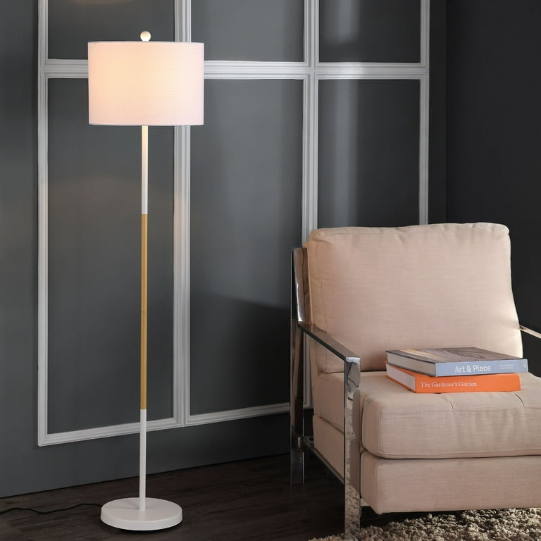 Floor Lamp, Scandinavian Style with Wood-Toned Finish and Metal Base