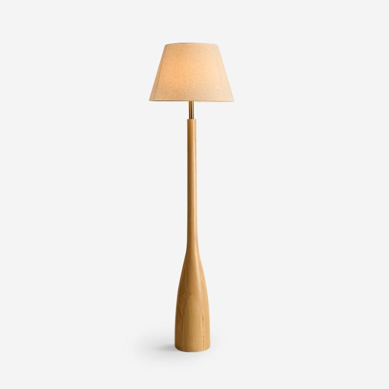 Floor Lamp Scandinavian Tripod Base Integrated Shelf Natural Wood