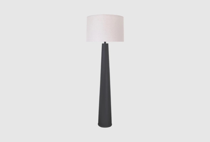 Floor Lamp: Sculptural Black Resin Tapered Cone Base Minimalist
