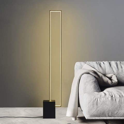 Floor Lamp: Sculptural Gold Pole with Cloud-Like Translucent Shades