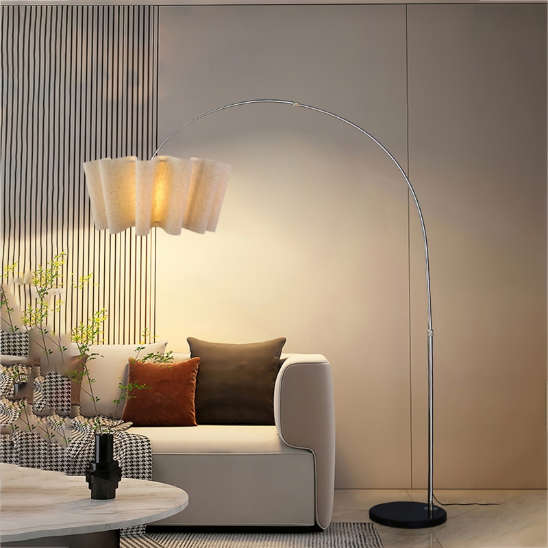 Floor Lamp Sculptural Shade Tripod Base Wabi Sabi Serene Bedroom