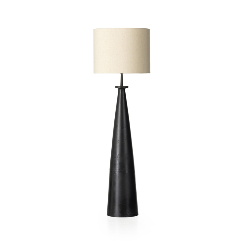 Floor Lamp Sculptural Tripod Base with Textured Matte Cast Finish
