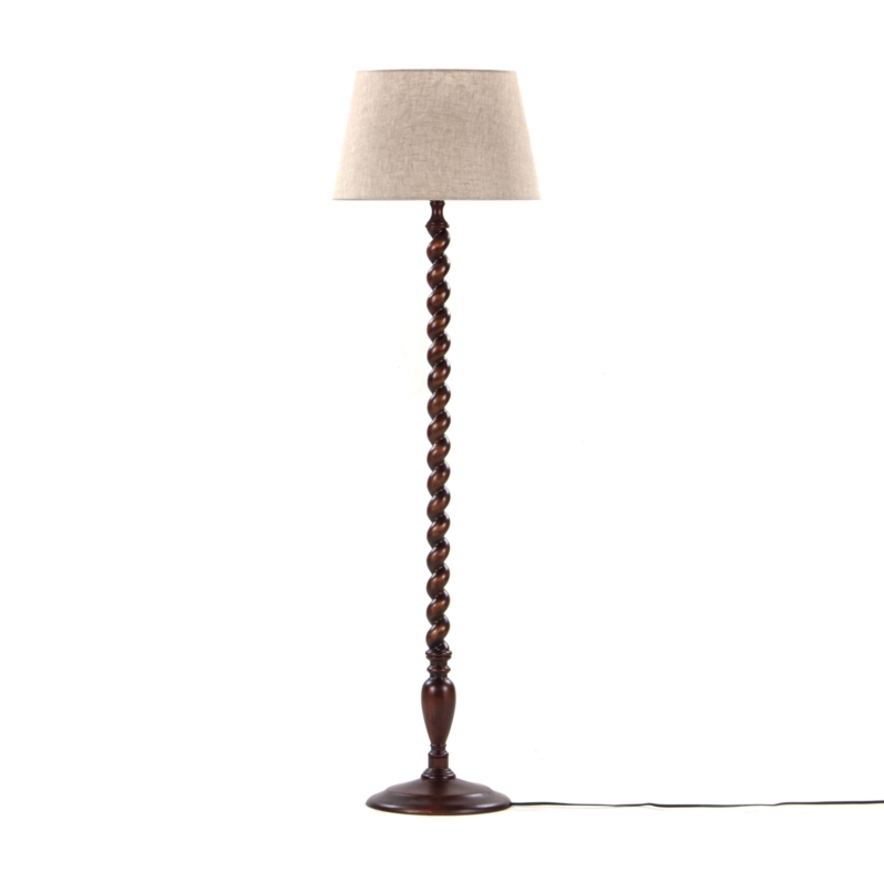 Floor Lamp Sculptural Twisted Base Organic Modern Wood Toned