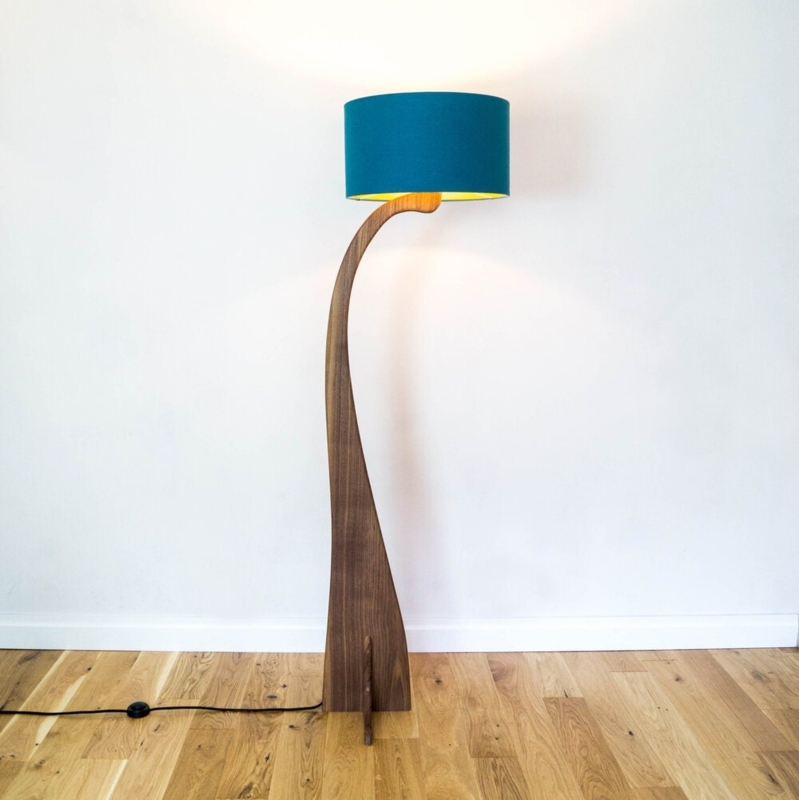 Floor Lamp Sculptural Undulating Form Integrated LED Walnut