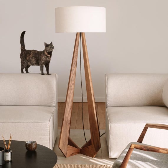 Floor Lamp Sculptural Wood Flame Silhouette Organic Modern Accent