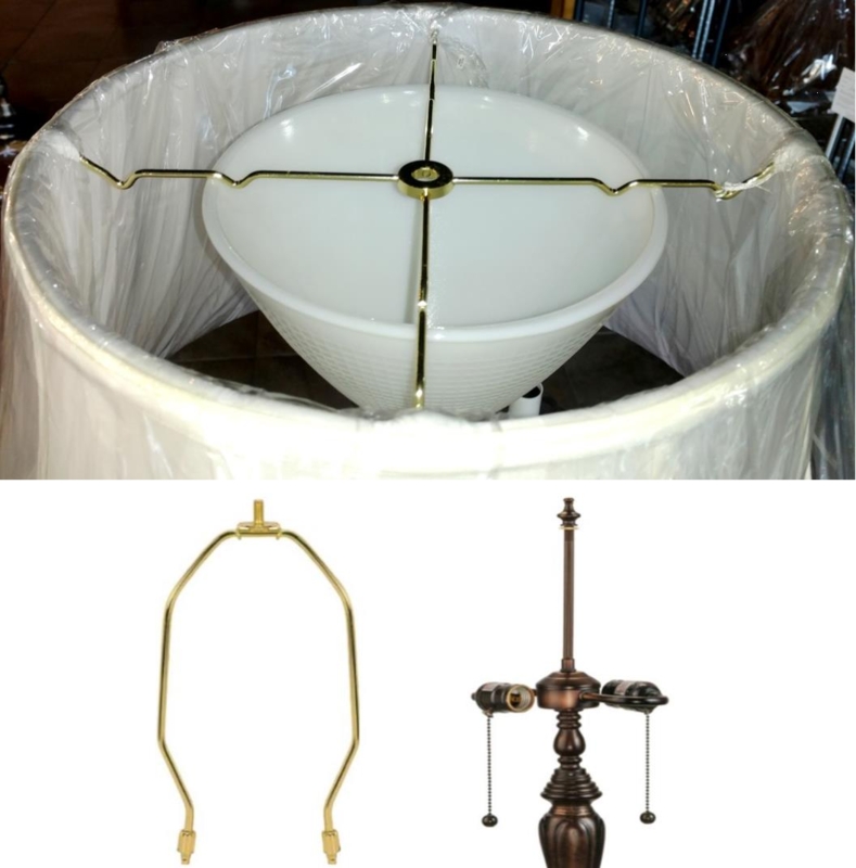 Floor Lamp Shade Cream Tapered Internal Glass Bowl Diffuser Fitting