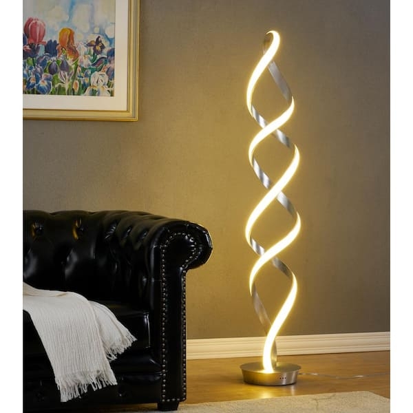 Floor Lamp Silver Anodized Aluminum Infinity Loop LED Sculptural