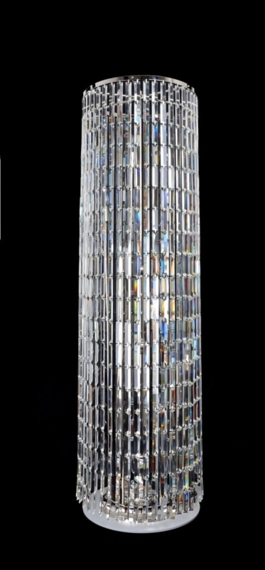 Floor Lamp Silver Finish Multi Tiered Design Cascading Crystals Tower