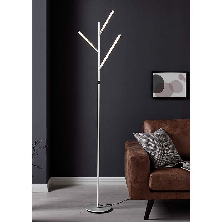 Floor Lamp Silver Metal Tree Multi-Light Adjustable Arms