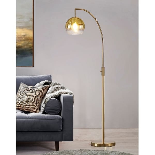Floor Lamp Single Glass Globe Vintage LED Bulb Slim Black Silhouette