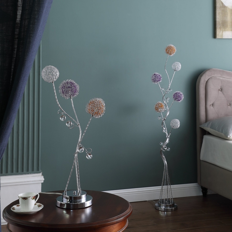 Floor Lamp Six Arm Silhouette Floral Pattern Whimsical Multi Color