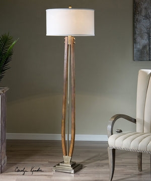 Floor Lamp Slender Profile with Pull Chain and Drum Shade Farmhouse