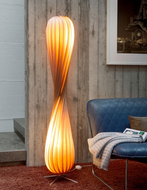 Floor Lamp Slender Silhouette Pleated Drum Shade Minimalist Lighting