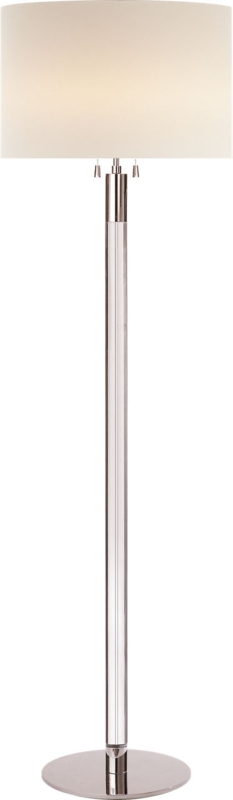 Floor Lamp Slender Transparent Column Minimalist White Drum Shade