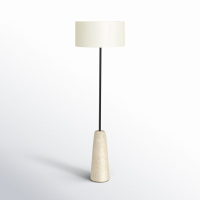Floor Lamp Slim Black Frame Tripod Base Drum Shade
