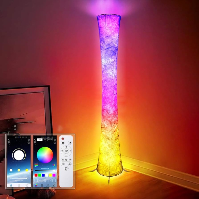 Floor Lamp Slim Black Smart RGB Lighting Ultra Slim Design
