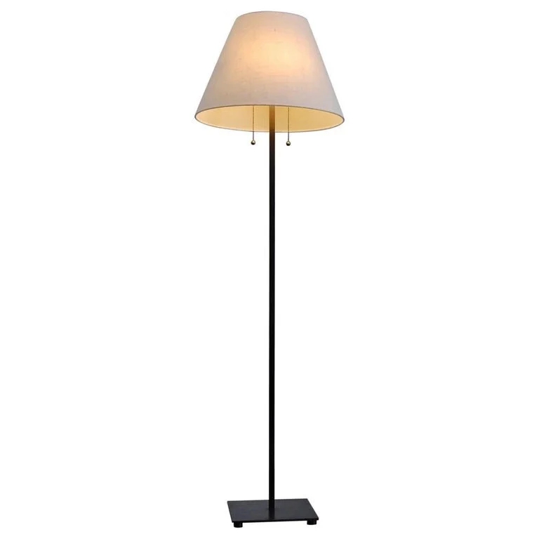Floor Lamp Slim Profile Brass Toned Square Base Minimalist Brass