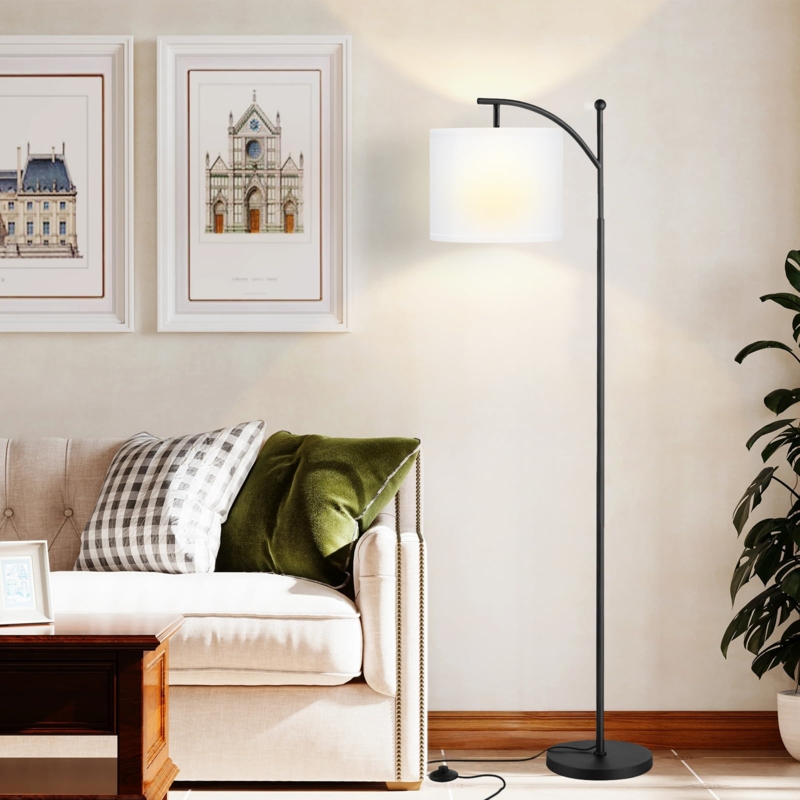 Floor Lamp Slim Silhouette High Contrast White Shade