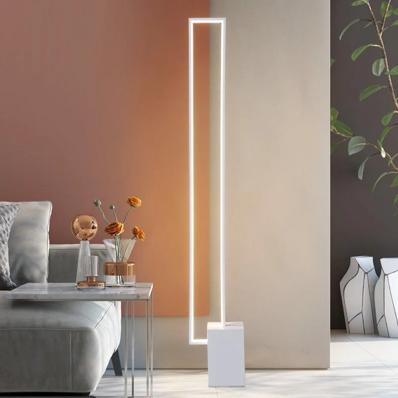 Floor Lamp Slim Vertical Bar Integrated LED Square Profile Nordic