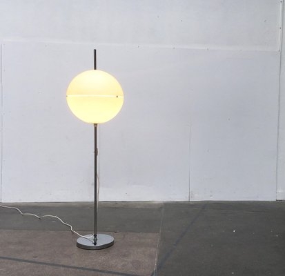 Floor Lamp Space Age Silhouette Polished Chrome Stem White Globe Shade