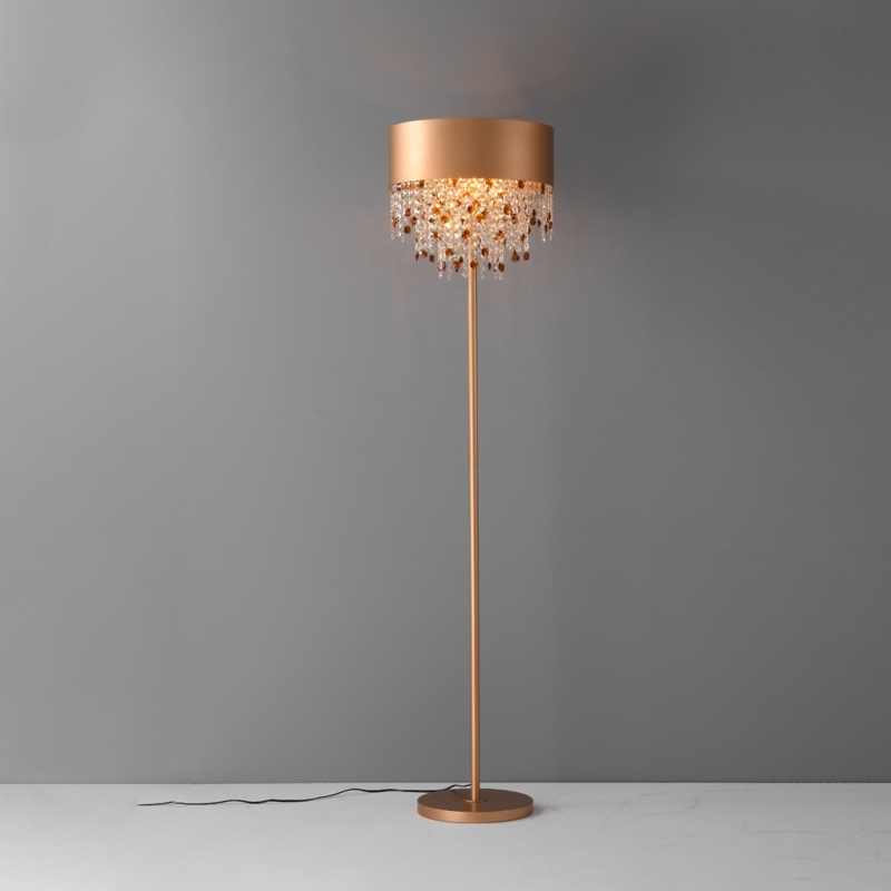 Floor Lamp Spiral Silhouette Gold LED Luxury Crystal Accent Lighting